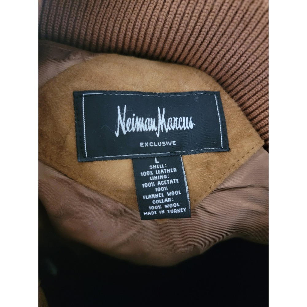 Neiman Marcus Mens Suede Leather Field Jacket Tan Wool Lined Coat Large Turkey - Picture 6 of 7